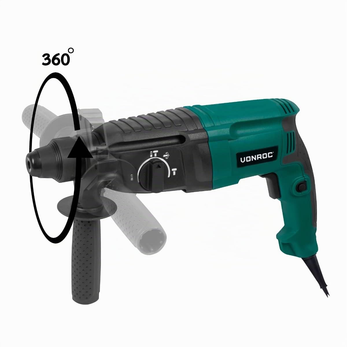 VONROC - Marteau Perforateur Filaire 800W - 4 Fonctions - Force de Frappe 3 Joules - Emmanchement SDS-plus - Accessoires Inclus