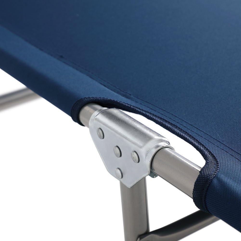 BAKAJI Lettino Prendisole con Tettuccio Parasole Sdraio Pieghevole Salvaspazio, Schienale Regolabile, Struttura in Metallo e Tessuto in Poliestere per Mare Spiaggia Piscina (Blu)