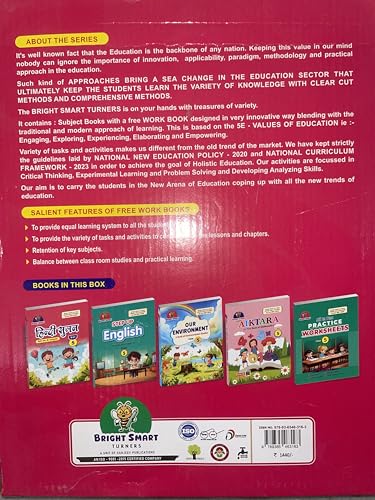 Image of Bright Smart Turners Class 5 Combo Pack, Set of 5 Books, English Hindi Mathematics EVS & 1 Free Workbook of all subjects RSCERT Syllabus By Deepu Prakashan