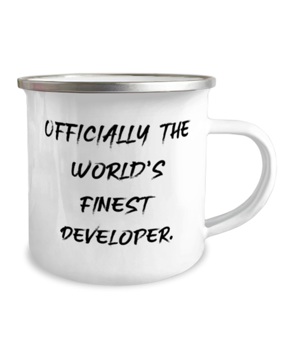 Beautiful Developer Gifts, Officially the World's Finest Developer, Birthday Gifts, 12oz Camper Mug For Developer from Friends, Fun gifts for developers, Gifts for programmers, Gifts for computer