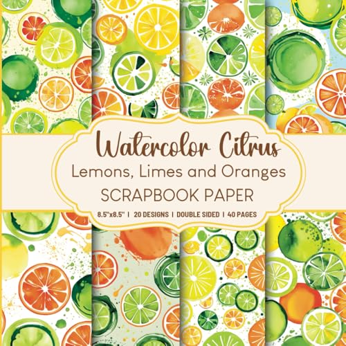 Watercolor Citrus Scrapbook Paper: Decorative Lemon Craft Pad for Creative