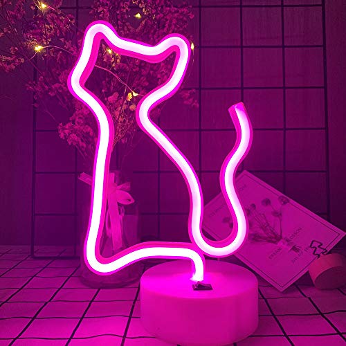 Cat Neon Signs Lights Decor LED Neon Light Animal USB Operated Decorative LED Neon Light Sign for Room Wall Table for Christmas Home Party Wedding Birthday Kids or Girls Room(Lovely Cat)