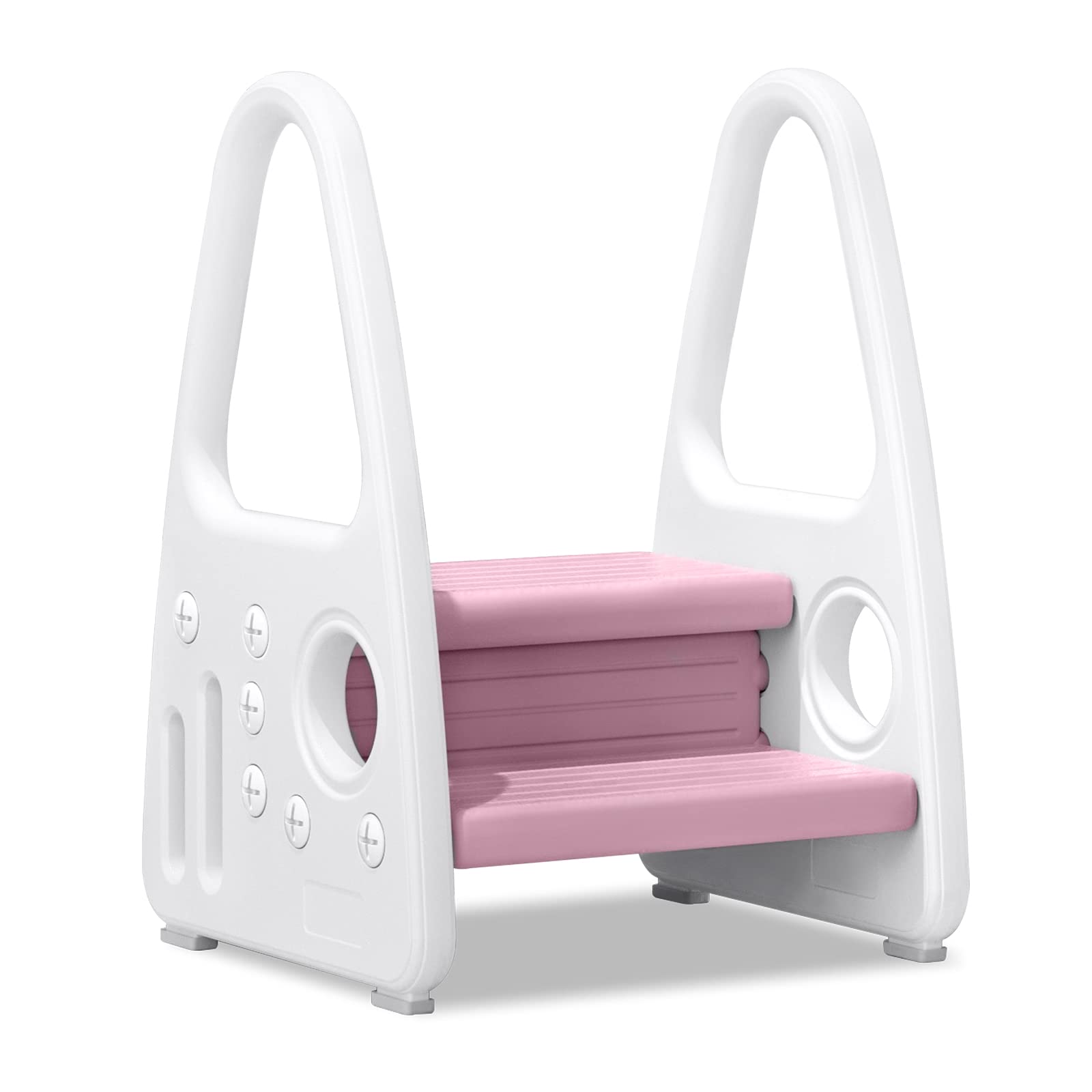 NAIZY Children's Step Stool with 2 Steps, HDPE Learning Step for Children, Double Step for Bathroom, Toilet and Bedroom, Load Capacity 50 kg, Pink
