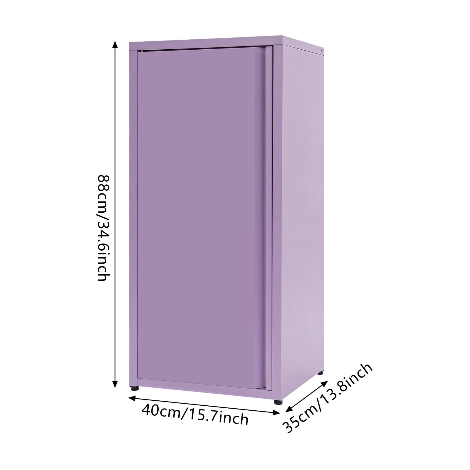 Armadietto in metallo con porta singola, con 2 ripiani regolabili in altezza, robusto metallo per ufficio, scuola, soggiorno, 40 x 35 x 88 cm (viola)