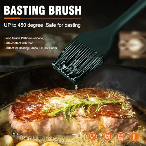 Image of Walfos 600℉ Heat Resistasnt Basting Brush, BPA Free Silicone Pastry Brushes for Cooking, Spread Oil Butter Sauce for Baking Kitchen BBQ Grill, Dishwasher Safe, 2 Size (Large and Samll)