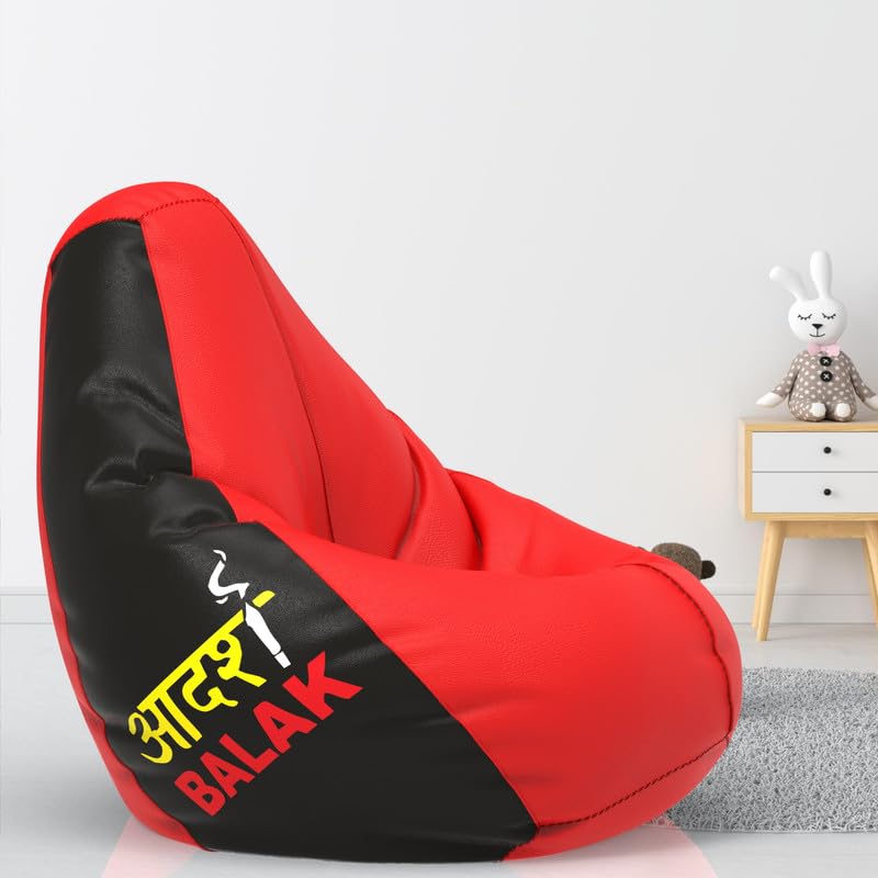 ComfyBean Bag with Beans Filled 4XL- Official: Jack & Mayers Bean Bags - for Adults - Max User Height : 5.5-6 Ft.-Weight : 70-99 Kgs(Model: Aadarsh Balak - Red Black)