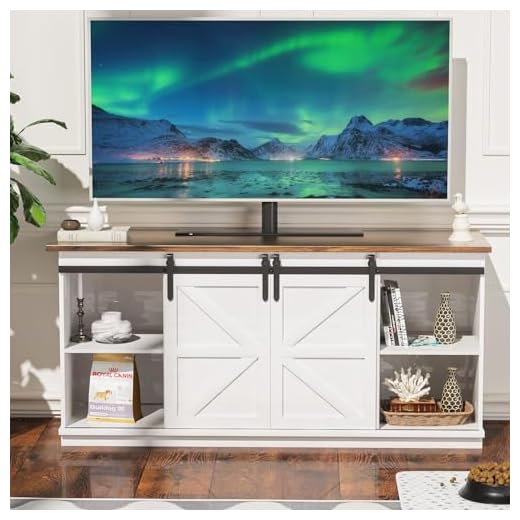 Farmhouse TV Stand with Sliding Barn Doors