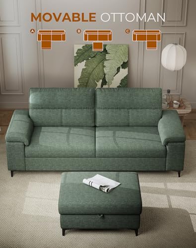 Image of Upvilla 88.97 inch L Shaped Sectional Couches for Living Room(Green)