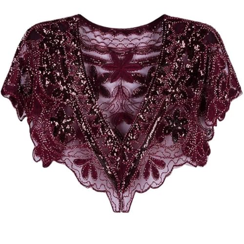 Katutude Sequin Beaded Shawls and Wraps for Women 1920s Flapper Cover Up Sparkling Bridal Shawl Wraps Over Wedding Dress