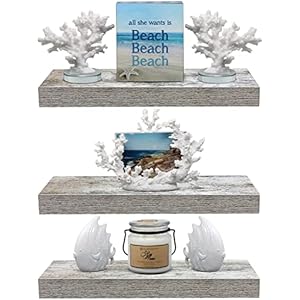 Sorbus Floating Shelves 3 Pack 16 Inch Rustic Wall Shelves for Bedroom Kitchen Living Room Bathroom Shelves Home Decor Office Floating Shelf for Trophy Books Frames Toilet Paper