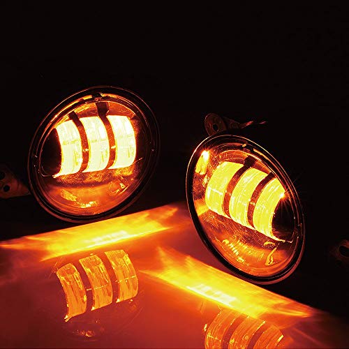 MOSTOP 4" LED Fog Light 2PCS 4 Inch Vehicle Front Fog Lamp Bulb Fog Driving Headlight Offroad Light for Wrangler Dodge Chrysler PT Cruiser 2PCS (Yellow)