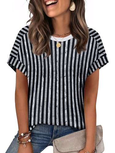 Image of WIHOLL Womens Tops Short Sleeve Shirts Summer Outfits 2026 Spring Dressy Casual Clothes Clothing