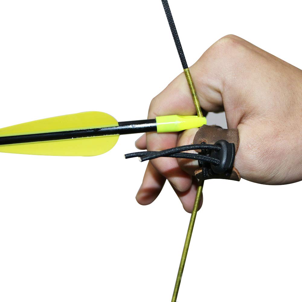 Namvo Lot de 2 doigts de tir à l'arc en cuir pour pouce et flèche pour la chasse - Noir