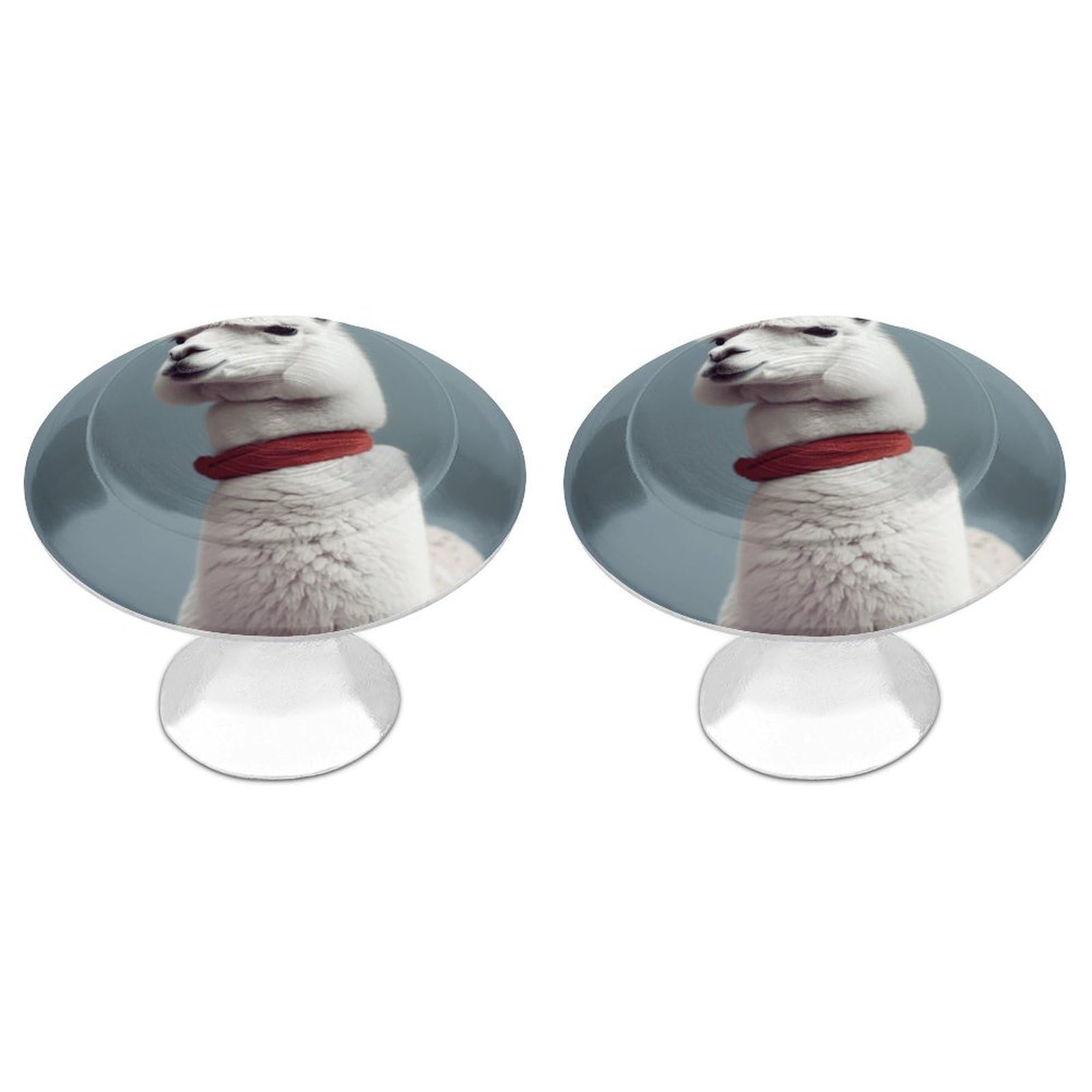 QMNLKH Alpaca Cabinet Knobs for Home, Round Drawer Pulls for Kitchen, Personalized Cupboard Handles with Screw, Fashion Dresser Knobs for Office, Drawer Handles, 2 Packs