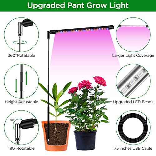 Onever Grow Lights For Indoor Plants - Full Spectrum Grow Light Red Blue Usb Plant Light 9 Dimmable Timer 3 9 12H Adjustable Indoor Gardening System Led Growing Light For Indoor Plants Seed Starting #TOP3
