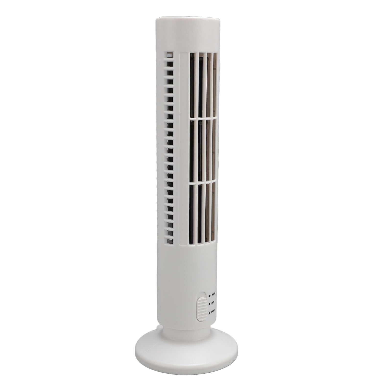 Cocoarm Tower Fan, ABS USB Bladeless Quiet Portable Desk Fan with 2 Speeds for Home Bedroom (White)
