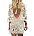 Bestyou® Women's Long Sleeve Lace Crochet Bikini Cover up Tunic Beach Dress (Beige)