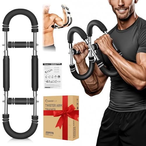 SakerPlus Twister Arm Trainer Adjustable Spring Chest Expander Forearm Strengthener Triceps Biceps Shoulder Back Workout bar Equipment Portable Upper Body Exerciser for Home Fitness 50KG