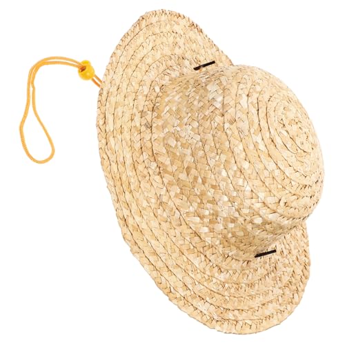 Straw Hat for Boys and Girls Beach Sun Hat Wide Brim Fashionable Straw Beige