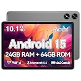 SHARECLOUD Tablet 10.1 inch, Android 15 Tablet with Case, 24GB RAM + 64GB ROM 1 TB Expandable, 1280x800 HD IPS Touch Screen, 8H Battery, WiFi 6, BT 5.4, Dual Camera (Gray)