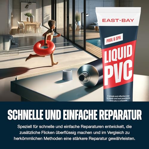 East Bay Flüssiges Hochleistungs-Vinyl-Reparaturpflaster mit verstärkender Netzkordel | Vinyl-Reparaturklebstoff Dichtungsmasse - Für Schlauchboote, Kajaks, Luftmatratzen, Zelte, Schwimmbäder (30ml)