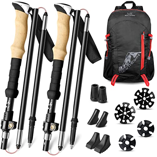 Odoland Trekking & Hiking Poles 2-Pack, Collapsible & Lightweight for Walking & Hiking