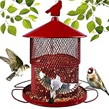 Metal Bird Feeder, Retractable Full Iron Large Wild Bird Feeder, Squirrel Proof, 7 lb Seed Capacity...