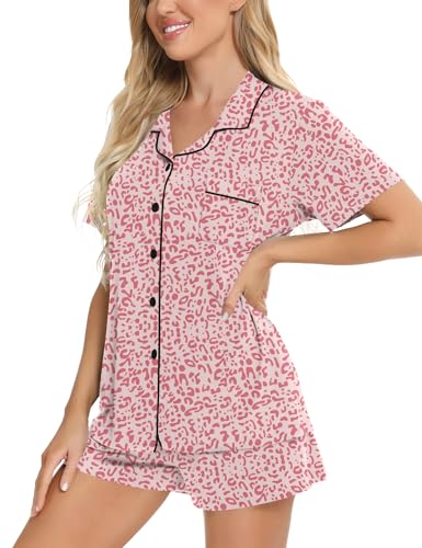 Image of SWOMOG Womens Button Down Pajamas Set Short Sleeve Sleepwear Bride Soft Pj Lounge Sets XS-3XL