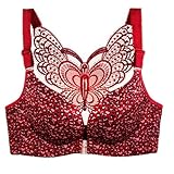 MOONBADI Dirndl Damen Vorderverschluss BH Leopardenmuster-4 BH Damen Ohne Bügel Minimizer BH V-Ausschnitt Bralette Damen BHS Atmungsaktiver Und Ultrakomfortabler T Shirt BH Damen BH 100E