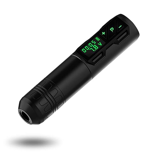 EZTAT2 P2S Máquina de tatuaje inalámbrica profesional de batería negra con fuente de alimentación, motor suizo pantalla LED digital para
