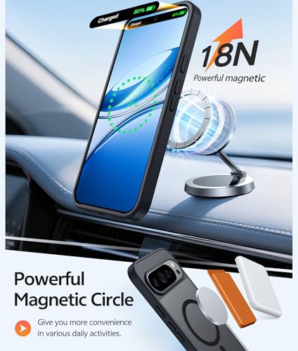 Image of FNTCASE for Google Pixel 10 Pro Case: for Pixel 10 Case [Fit for Magsafe] Translucent Matte Cases with [Screen Protector] Military Grade Shockproof Protective Magnetic Phone Cover (6.3inch - Black)