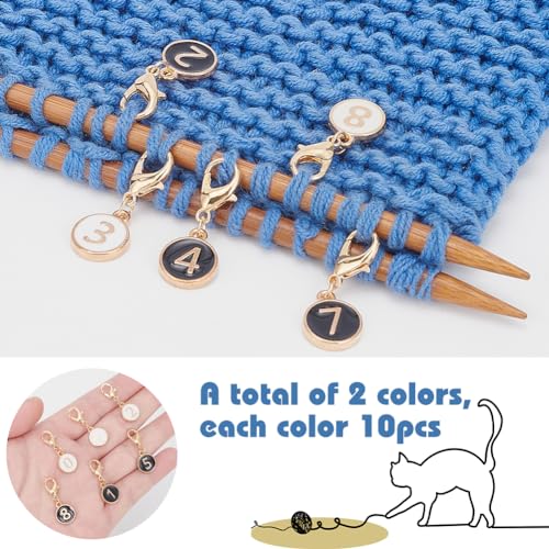 PLIGREAT 20 Pcs Cute Round Numbers Sign Stitch Markers Crochet Stitch Marker Knitting Locking Stitch Marker for DIY Christmas Gifts Weaving Sewing Quilting DIY Art Crafts Accessories Dreadlocks Decor - Image 3