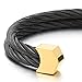 COOLSTEELANDBEYOND Mens Womens Steel Two Rows Twisted Cable Adjustable Cuff Bangle Bracelet Black Gold Two Tone