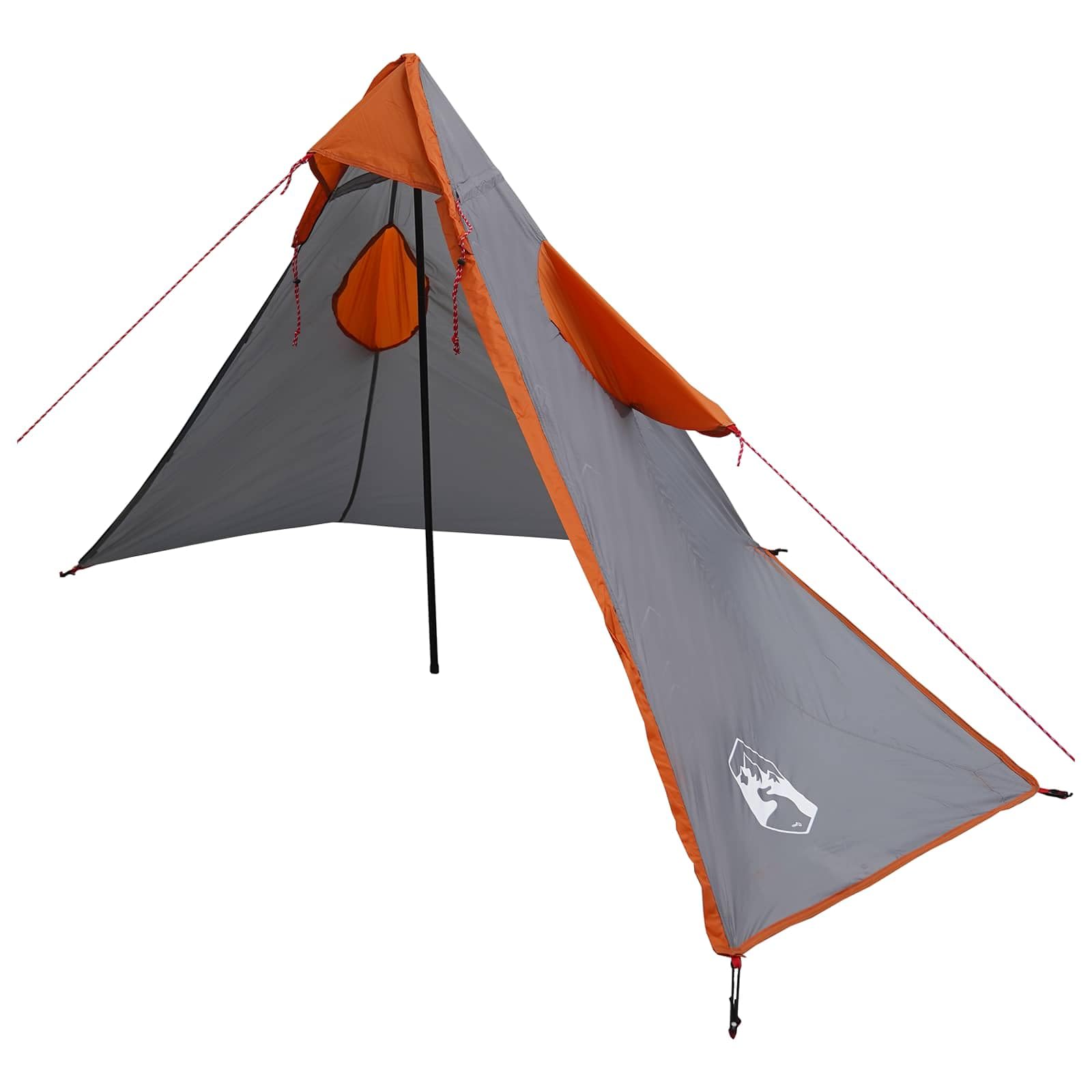 2-in-1 Regenponcho mit Kapuze Grau und Orange aus 185T Polyester PU-beschichtet 262x126 cm, wasserdicht, leicht, mit Tragetasche, Camping, Wandern, Outdoor, UV-Schutz