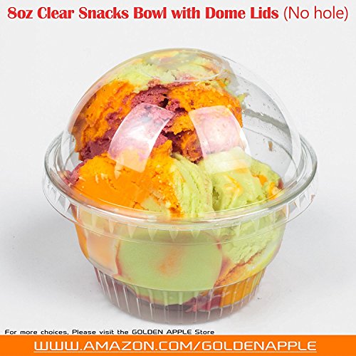 GOLDEN APPLE, 8oz-25sets Clear Plastic Cups for Ice Cream, Dessert Cups,Snack Bowl