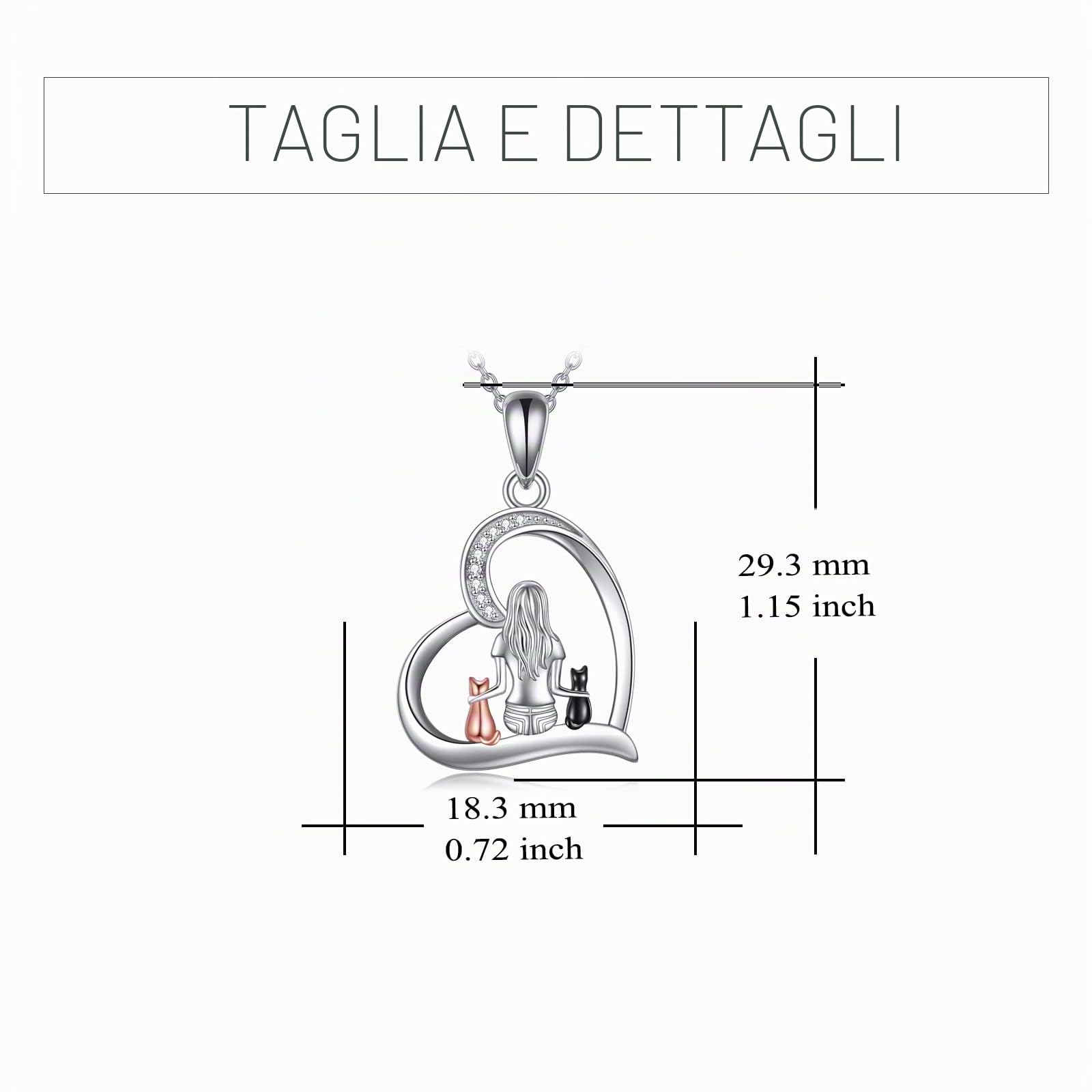 YFN Cat Necklace Jewellery Gifts for Women Girls 925 Sterling Silver Cat Pendant Necklace Gifts for Cat Lovers, Estándar, Argento sterling, Zirconia cubica