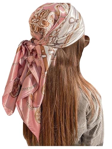 Verdusa Women's Retro Print Large Headscarf Elegant Square Scarves Hair Bandanas