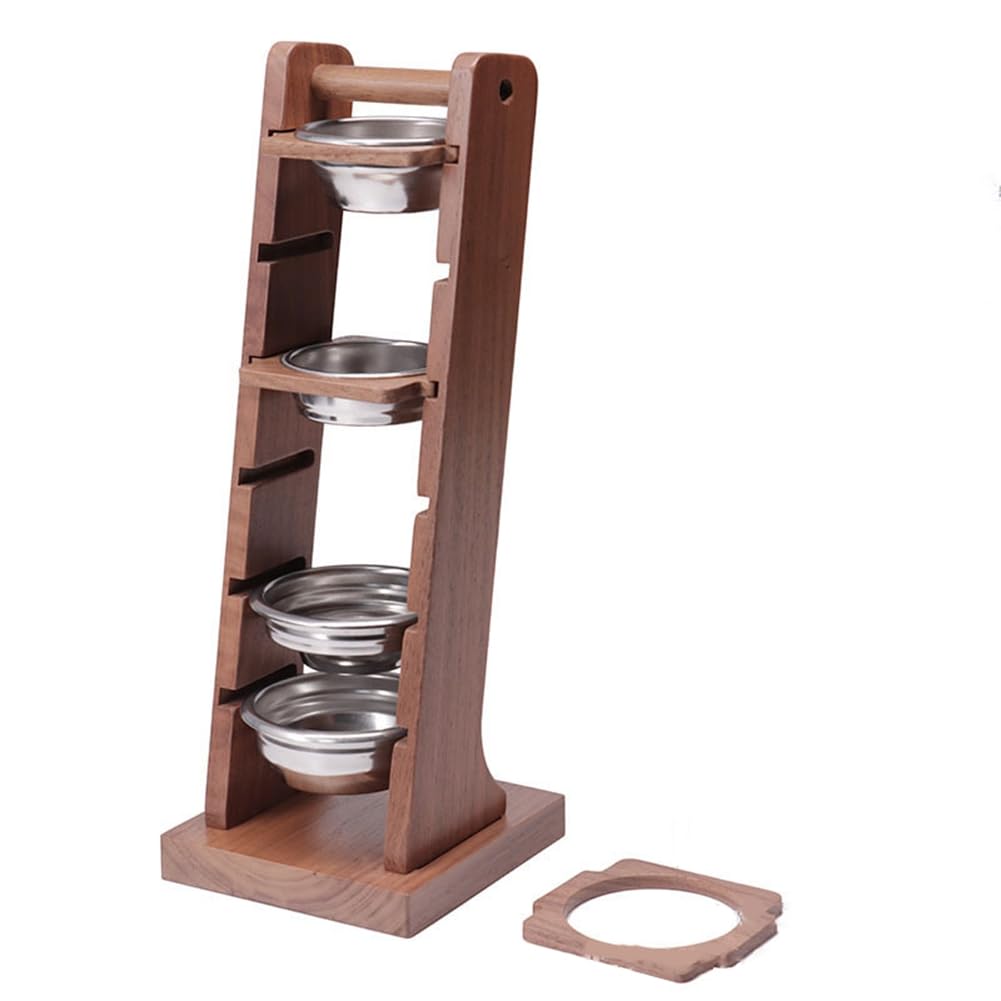 CTRLZS Espresso Coffee Filter Holder - Black Walnut, Coffee Powder Bowl Storage Rack, Espresso Handle Basket Storage Rack A