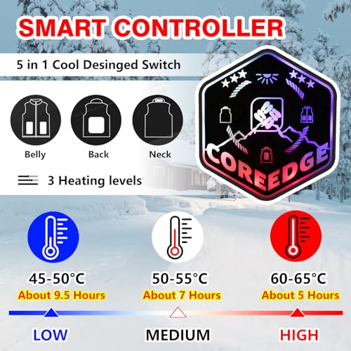Beheizbare Weste für Herren,Beheizte Weste für Frühling Herbst Winter,5 in 1 Schalter Elektrische Heizweste,Wärmeweste mit Stecker & Powerbank,Heheizte Weste für im Freien,Höhere Heiztemperatur L