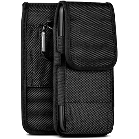MoEx Agility Case for Doro 1370, Case with Belt Loop, Belt Bag with Carabine and Pen Holder, Outdoor Mobile Phone Case Made of Nylon, 360-Degree Full Protection, Black Cover