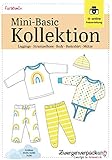 2 große Schnittmuster-Bögen Farbenmix MiniBasics-Kollektion: Baby Schnittmuster, Body, Shirt, Leggings & Mütze, Größen: 50/56 bis 74/80 Zwergenverpackung