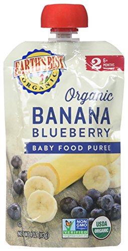 Earth's Best Organic Stage 2 Baby Food, Banana Blueberry, 4 oz. Pouch