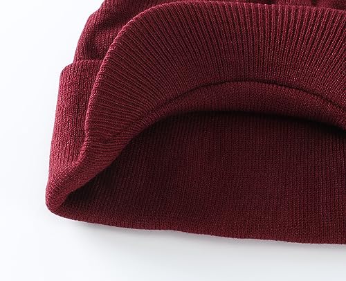 Image of Home Prefer Men's Winter Beanie Hat with Brim Warm Double Knit Cuff Beanie Cap Watch Radar Hat
