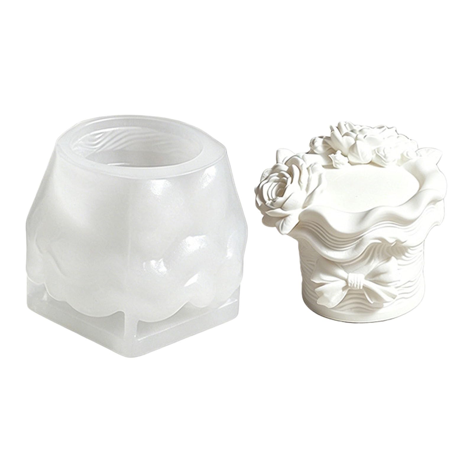 Pangboer Multicolor Mold With Scalloped Top, Silicone Floral Ribbon Casting Cavity For Resin Decor, Plaster Creations, Home Studio Use Ribbon Floral Mold Silicone Casting Form Resin Plaster Wax Hobby