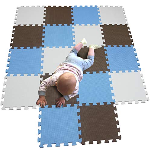 MQIAOHAM Children Puzzle mat Play mat Squares Play mat Tiles Baby mats for Floor Puzzle mat Soft Play mats Girl playmat Carpet Interlocking Foam Floor mats for Baby White Coffee Blue 101106107
