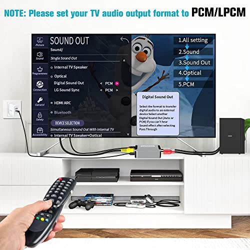 Tobo Digital to Analog Audio Converter for TV, Optical to RCA Converter for DVD PS4 X-box Amp Bluray, Digital Optical Coaxial to AUX Stereo L/R RCA & 3.5mm Audio Converter for Home Cinema Speaker-TD-886H. 5 51oKmYsgNFL