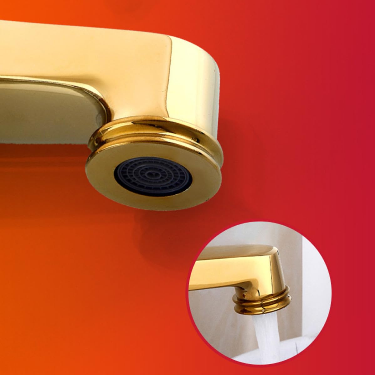 Rame Rubinetto Freddo Caldo in Miscelatore, per Lavabo Bagno | Bocca Singolo Foro, Aeratore Avanzato, Maniglia Ergonomica, Finitura Liscia, per Cucina e Bagno