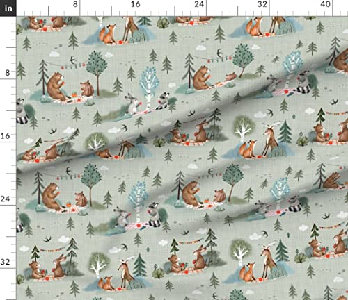 Mint Sage Green Woodland Animals Fabric - Premium Petal Cotton for Quilting, Apparel, Crafts & Decor by the Yard 5 Mint Sage Green Woodland Animals Fabric - Premium Petal Cotton for Quilting, Apparel, Crafts & Decor by the Yard - Image 4