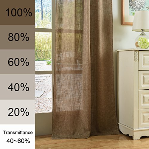 Valea Home Soft Burlap Natural Tan Rod Pocket Window Curtain Panels For Living Room Patio Door, 37" X 84", 1 Panel #TOP5