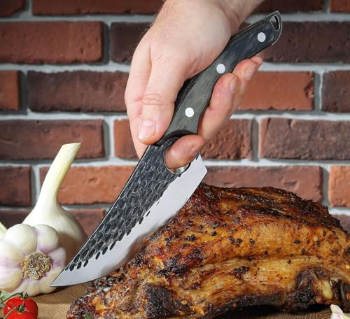 Zassenhaus Kochmesser RANGER 15 cm | handgefertigter Klingenstahl mit Loch | Griff aus Pakkaholz | mit Lederscheide | für die Küche oder als Outdoor Kochmesser | Ausbeinmesser | Hackmesser, 070866